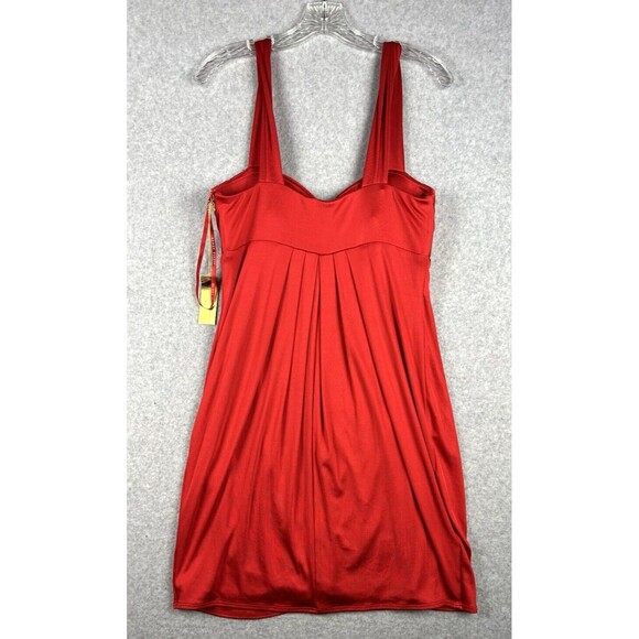 Alexia Admor Midi Dress Womens Large Red Wrap Bodice Empire Waist Made in USA - Picture 5 of 16